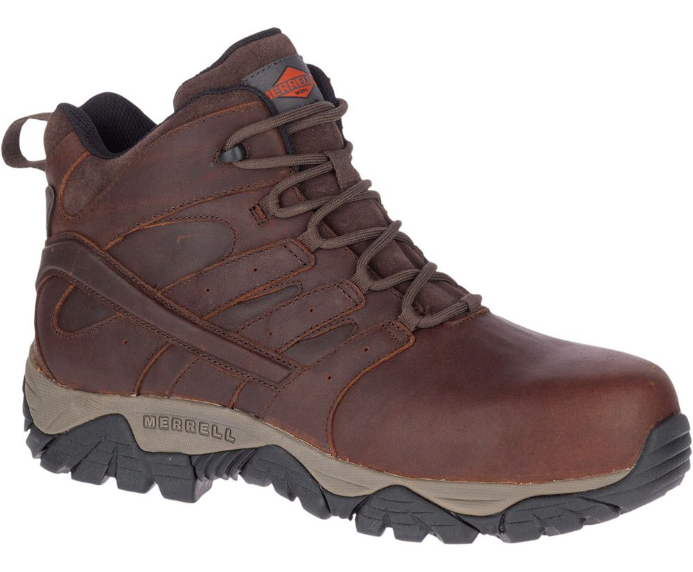 Botas Homem - Merrell Moab Vertex Mid Couro Waterproof Comp Toe - Marrom - XYA530126